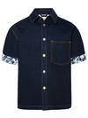 Burberry Heavyweight Denim Short-sleeve Button-front Shirt In Black