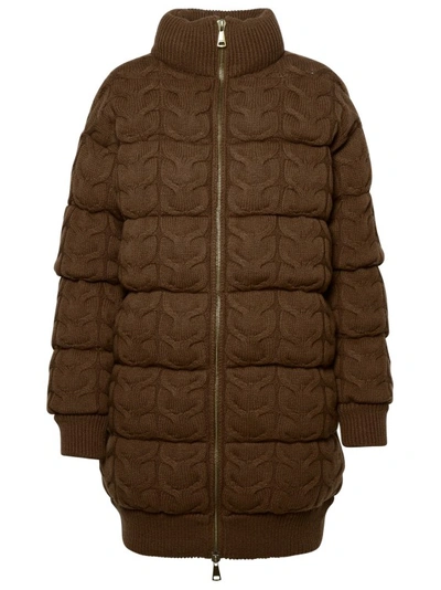 Max Mara Ovatta' Cashmere Leather Down Jacket In Brown