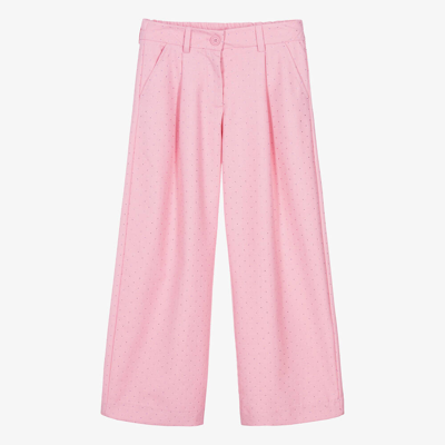 Monnalisa Teen Girls Pink Rhinestone Trousers