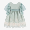 FOQUE GIRLS GREEN EMBROIDERY & LACE DRESS