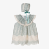 FOQUE GIRLS GREEN EMBROIDERY & LACE DRESS SET