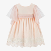 FOQUE GIRLS PINK EMBROIDERY & LACE DRESS