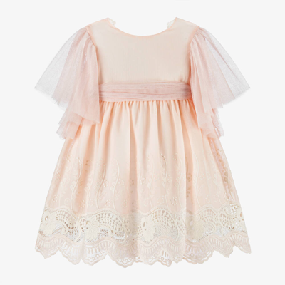 Foque Kids' Girls Pink Embroidery & Lace Dress