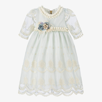 Graci Babies' Girls Blue Tulle Lace Dress