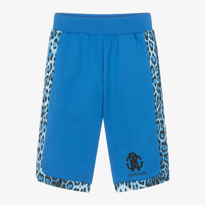 Roberto Cavalli Kids' Boys Blue Cotton Jaguar Monogram Shorts