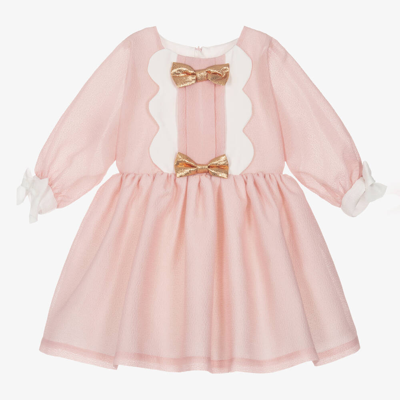 Hucklebones London Kids' Girls Pink Crêpe Bows Dress