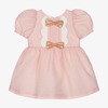 HUCKLEBONES LONDON BABY GIRLS PINK CRÊPE BOWS DRESS