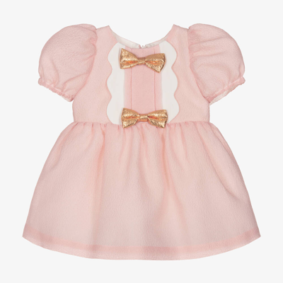 Hucklebones London Baby Girls Pink Crêpe Bows Dress
