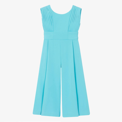 Abel & Lula Kids' Pleat-detail Wide-leg Jumpsuit In Blue