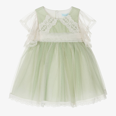 Abel & Lula Babies' Girls Green Tulle & Lace Dress