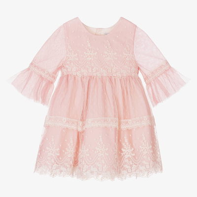 Abel & Lula Baby Girls Pink Embroidered Tulle Dress