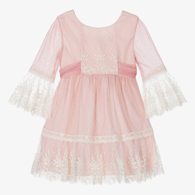 Abel & Lula Kids' Girls Pink Embroidered Tulle Dress