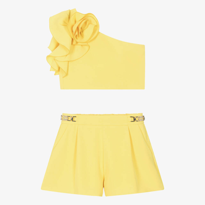 Abel & Lula Kids' Girls Yellow Ruffle Shorts Set