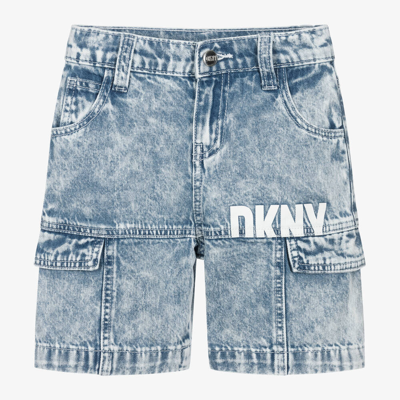 Dkny Kids'  Boys Blue Acid Wash Denim Cargo Shorts