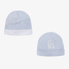 GIVENCHY BABY PALE BLUE COTTON HATS (2 PACK)