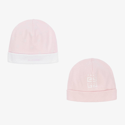 Givenchy Baby Girls Pink Cotton Hats (2 Pack)