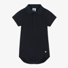 Petit Bateau Baby Boys Navy Blue Cotton Polo Bodysuit In Blue