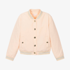 CHLOÉ GIRLS PINK EMBROIDERED BOMBER JACKET