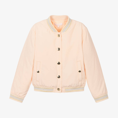 Chloé Kids' Girls Pink Embroidered Bomber Jacket