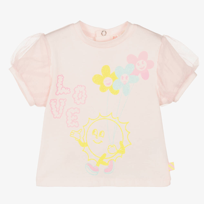 Billieblush Babies' Girls Pink Puff Sleeve Cotton T-shirt