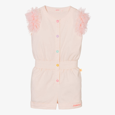 Billieblush Kids' Girls Pale Pink Cotton & Tulle Playsuit