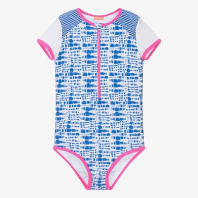 Sunuva Teen Girls Blue Tie-dye Zip-up Swimsuit