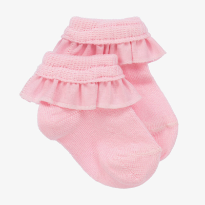 A Dee Babies' Girls Pink Frilly Cotton Socks