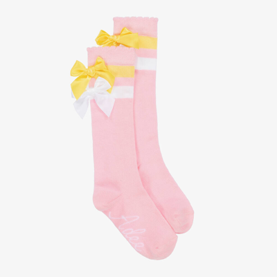 A Dee Kids' Girls Pink Cotton Knee-high Socks