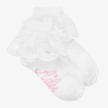 A DEE GIRLS WHITE FRILLY BRODERIE ANGLAISE SOCKS