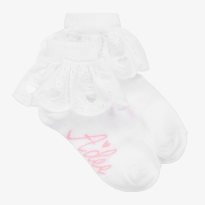 A Dee Kids' Girls White Frilly Broderie Anglaise Socks