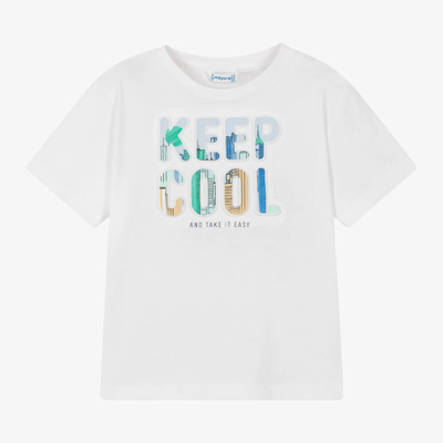 Mayoral Kids' Boys White Cotton T-shirt