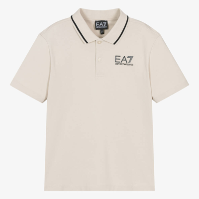 Ea7 Emporio Armani Teen Boys Beige Cotton Polo Shirt