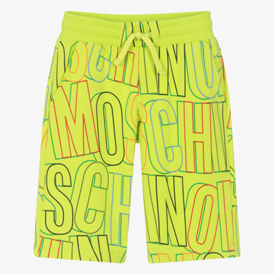 Moschino Kid-teen Teen Boys Green Graphic Cotton Shorts