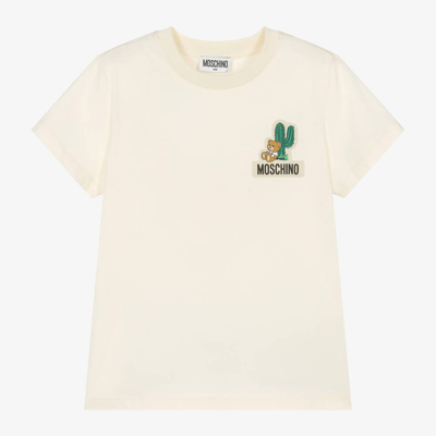 Moschino Kid-teen Teen Ivory Cactus Bear Cotton T-shirt