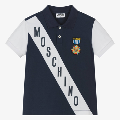 Moschino Kid-teen Teen Boys Blue Medallion Polo Shirt
