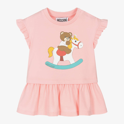 Moschino Baby Babies' Girls Pink Cotton Teddy Bear Dress