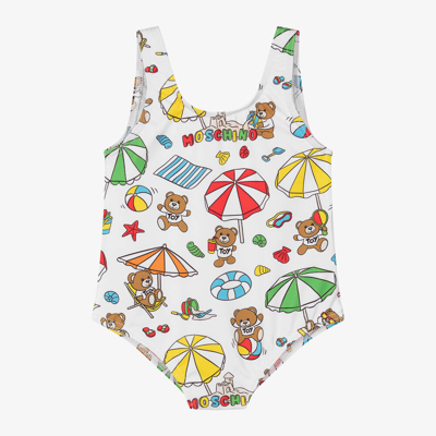 Moschino Baby Babies' Girls White Holiday Teddy Bear Swimsuit