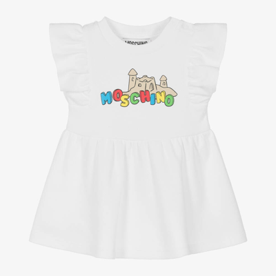 Moschino Baby Babies' Girls White Cotton Sandcastle Print Dress