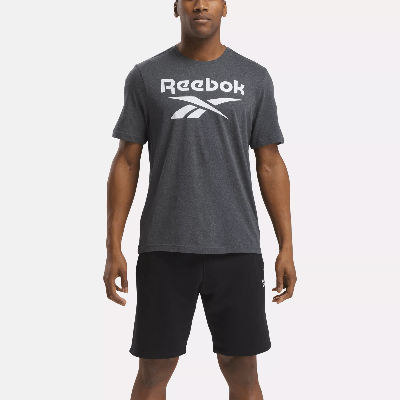 Reebok Men's Slim-fit Identity Big Logo Short-sleeve T-shirt In Dark Grey Heather,white