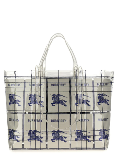 Burberry 'ekd' Label Shopping Bag In Multicolor