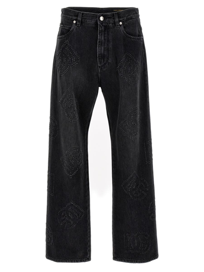 Dolce & Gabbana Grey Dg Jeans In Black