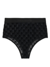 Palm Angels Monogram Jacquard Lace Briefs In Black Black
