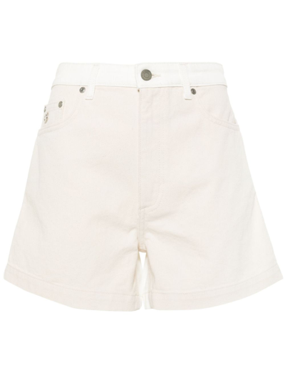 Stella Mccartney Two-tone Denim Shorts In Cream