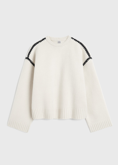 Totême Toteme Whipstitched Cashmere Jumper In White