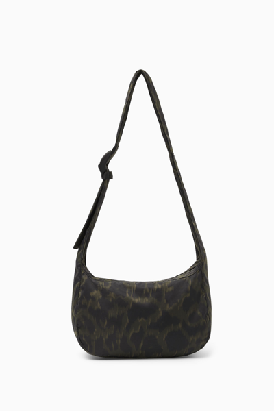 Cos Animal-print Crossbody Saddle Bag In Grey