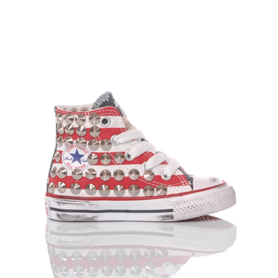 Mimanera Kids' Converse Baby Studs America Customized  In Red