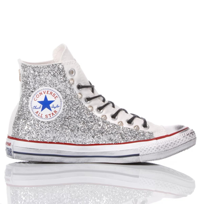 Mimanera Converse Glitter Silver Customized  In Metallic