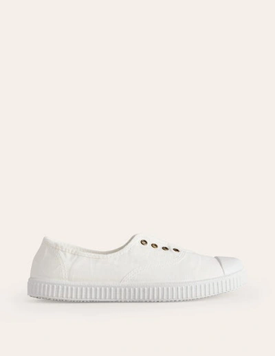 Boden Laceless Canvas Plimsoll Ivory Women