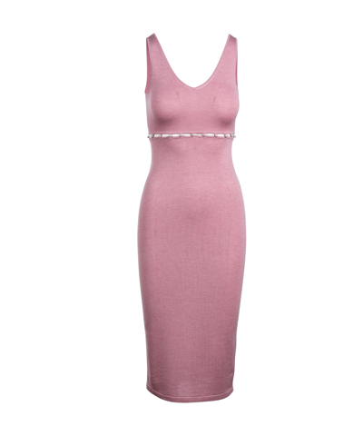 Naadam Cupro Cashmere Pearl Button Midi Dress In Pink Mist