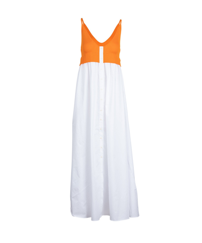 Naadam Mixed Media Sundress In Saffron